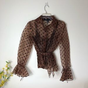JS Boutique sheer polka dot blouse size 6
